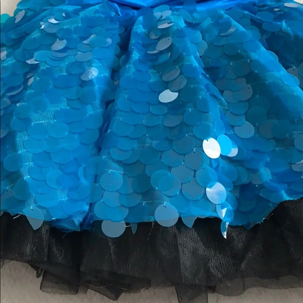 Weissman SA Dance Costume Blue Black Dress & hairpiece EUC Small - Picture 6 of 10